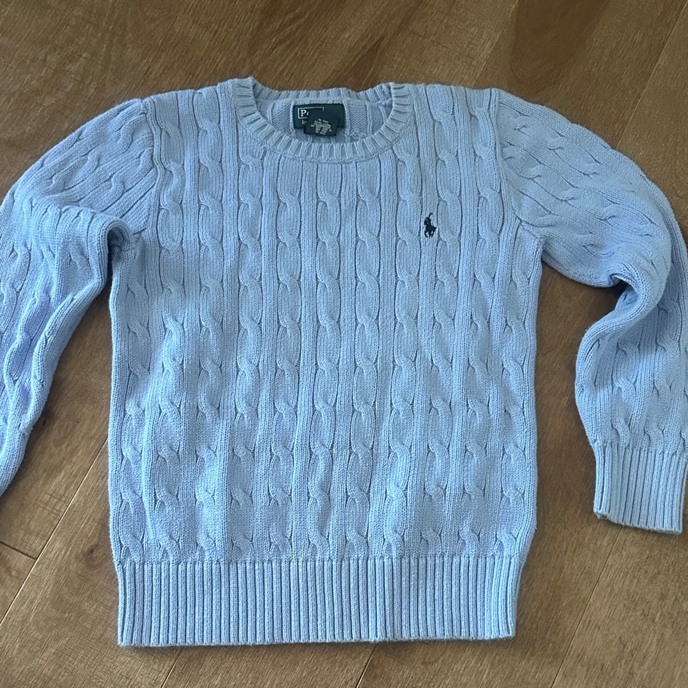 Polo by Ralph Lauren Men's Sky Blue Cable Knit Sweater